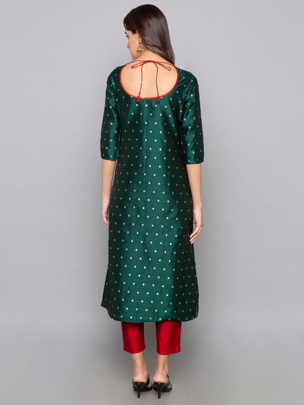 Designer Kurtis Green Color Art Silk Woven Dress For  Diwali